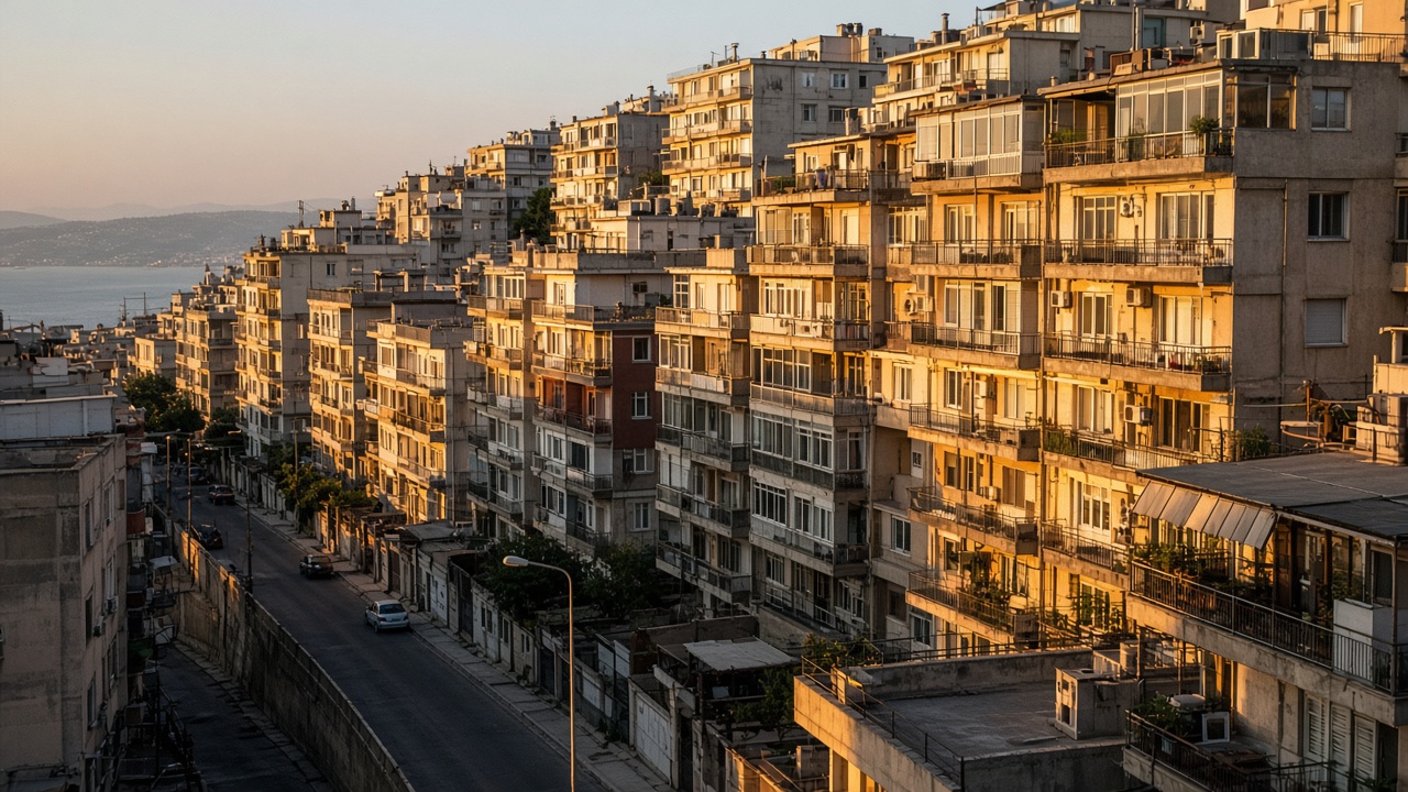 Karabağlar’da yokuşa bakan apartmanlar